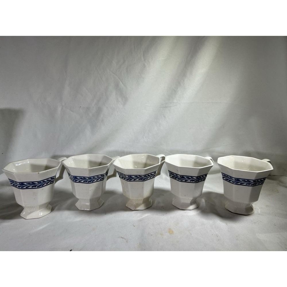 VTG Lot of 5 Independence Ironstone Interpace Tea Coffee Cup Floral Blue